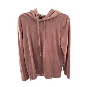 Loft Womens Mauve Pink Velour Long Sleeve Hooded Sweatshirt Size S